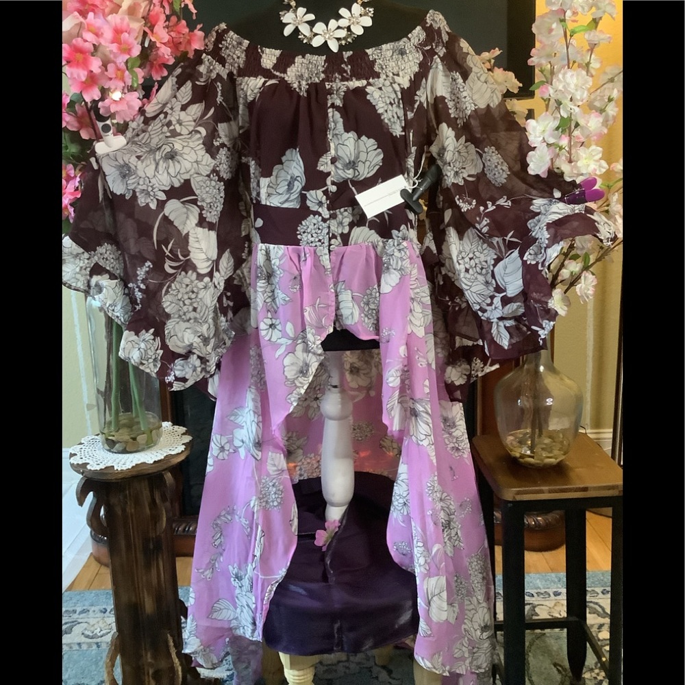 LOWEST🌺 NWT live for truth 1X BOHO FLORAL HIGH LOW TUNIC TOP - Picture 2 of 11